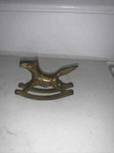 Vintage Brass Rocking Horse Mid-Century Modern Decor Mini Figurine - Picture 1 of 5