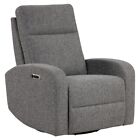 Parker Living Leather Power Swivel Glider Recliner In Gray Finish