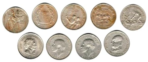 1964-84 - 50 Paise COMMEMORATIVE 9 INDIA COPPER-NICKEL & STEEL FINE COINS LOT - Picture 1 of 2