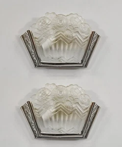 PAIR 1930 FRENCH ART DECO WALL SCONCES BY NOVERDY ..... lights muller era france - Picture 1 of 10