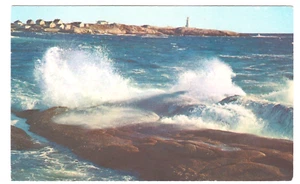 Postcard:  Surf, Peggy's Cove Lighthouse, Nova Scotia, Canada - Picture 1 of 2