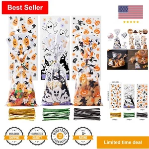 Halloween Clear Treat Bags - 150 Bags with 300 Twists for Snacks & Candy - Picture 1 of 8