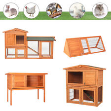 Wooden Rabbit Hutch Chicken Coop Bunny Cage Small Animal Pet House w/Run Outdoor