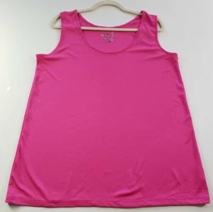 JMS Tank Top Women's 1X Plus Pink Scoopneck Sleeveless Casual Popover Stretch - Picture 1 of 8