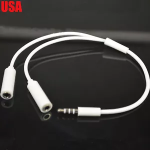 AUDIO 3.5MM HEADSET HEADPHONE EARPHONE 2 DUAL JACK SPLITTER ADAPTER FOR IPHONE 5 - Picture 1 of 2