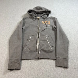 Hollister Hoodie Men XS Gray Jacket Full Zip Distressed Academia Heritage Y2K - Picture 1 of 8