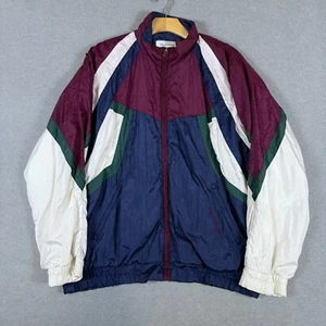 Vintage Oleg Cassini Men's Track Jacket Lined Blue Maroon Retro Jacket Size M - Picture 1 of 6