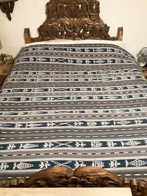 Винтажное покрывало/покрывало из 100% хлопка в индейском/юго-западном стиле 88x80 - Изображение 1 из 4