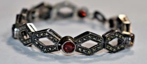 JUDITH JACK Sterlingsilber 925 MARKASIT & mehrfarbiges Edelstein Armband 7 Zoll - Bild 1 von 12