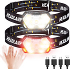 Headlamp Rechargeable 2500 Lumen LED Head Lights for Forehead 2 Pack Bright