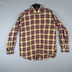 Camicia Orvis flanella uomo media gialla rossa a quadri con bottoni outdoor casual - Foto 1 di 12