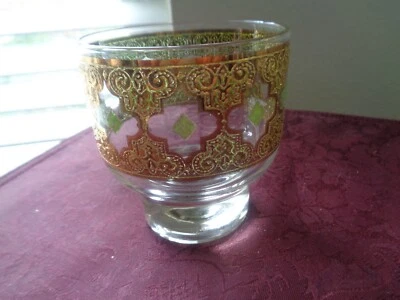 Винтажный коктейль на ножках MCM Culver Valencia из 22-каратного золотого стекла с подписью - Изображение 1 из 2