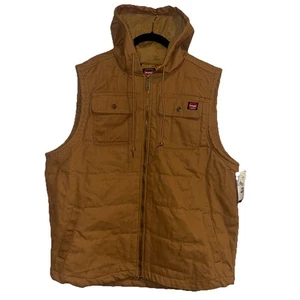 Wrangler Brown Duck Hooded Quilted Work Vest Men’s size XL NWT Chore Ranch Field - Picture 1 of 9
