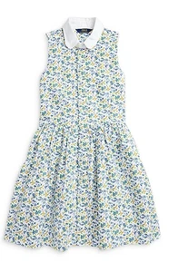 Polo Ralph Lauren Floral Cotton Oxford Shirtdress Girl's, Multi Floral Size 6 - Picture 1 of 12