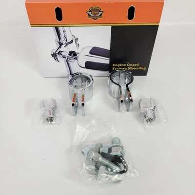 Harley-Davidson Chrome Guard Footpeg Mounts Pair 1-1/4" Engine Guards 50964-98 - Image 1 of 4