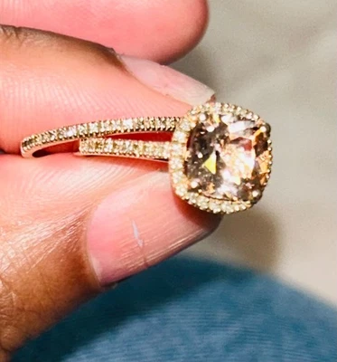 Juego de boda anillo halo diamante natural morganita Foto 1 de 2