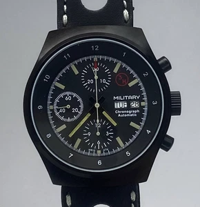 MILITARY CHRONOGRAPH 3H AUTOMATIC SWISS MADE MOVEMENT CAL 7750 42MM - Picture 1 of 12