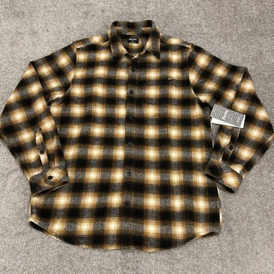 Camisa Hurley Para Hombres Mediana Marrón Negra Cuadros Portland Peso Pesado Franela NUEVA $79 Foto 1 de 4