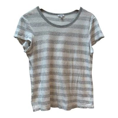 Splendid Gray and White Stripe  Preppy Round Neck Short Sleeve T Shirt Size M - Image 1 of 4