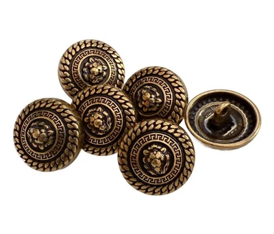 6PC Antiqued Gold Lion Head Metal Buttons Sew on Shank Buttons 18mm - Image 1 of 3