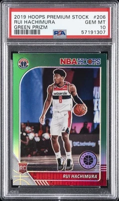 2019 PANINI HOOPS PREMIUM STOCK GREEN PRIZM #206 RUI HACHIMURA ROOKIE RC PSA 10 - Image 1 of 2