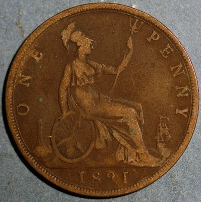 Great Britain Penny 1891 Victoria KM# 755 - Image 1 of 2