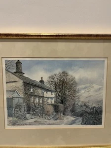 Jill M Aldersley Drawing Cottage Village Framed Rare Art Antique - Picture 1 of 8