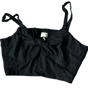 Universal Thread Women's Black Linen Tie-Front Cropped Tank Top - Size XL - NWT - Picture 1 of 7