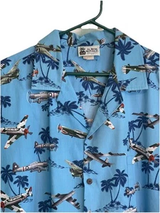 Camisa Abotonada Avión Segunda Guerra Mundial Aloha Republic Para Hombre Talla XL Azul EE. UU. De Colección - Imagen 1 de 8