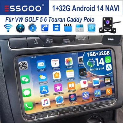 DAB+ Android 14 Carplay Autoradio GPS RDS Für VW GOLF 5 6 Touran EOS Tiguan Polo - Bild 1 von 4