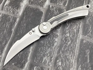 SixLeaf SL-77-D2-CF Folding Knife D2 Titanium/CF Handle Camping Pocket Knife - Picture 1 of 11