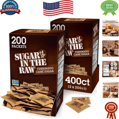 Sweeten Naturally - Turbinado Cane Sugar Packets,  and Gluten-Free, 2 Pack - Imagem 1 de 4