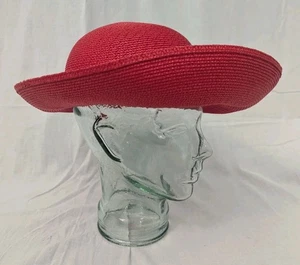 VTG Women’s Arlin Straw Boho Chic Summer Upturned Brim Hat, Vacation Beach Pink - Picture 1 of 9