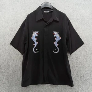 Dragonfly Shirt Mens Large Double Dragon Graphic Embroidery Bowling Western - Picture 1 of 7