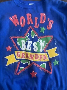 Vintage Tultex Crewneck Sweatshirt World’s Best Grandpa Blue Men’s XL NWT - Picture 1 of 7