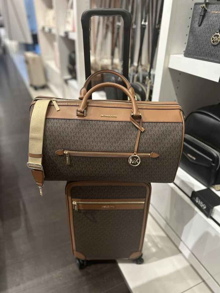 Michael Kors Bedford Leather Duffle Satchel Bag - Luggage