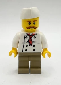 Lego Figure Minifig Pizza Restaurant Chef Hot Dog Vendor From Set #60134 - Picture 1 of 5