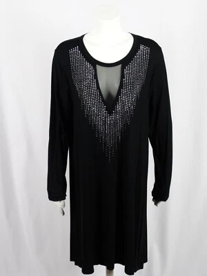 Mujeres VOCAL Hermoso Sexy Negro Talla Grande Brillante Tachonado Cuello en V Malla Vestido Prenda para el torso Foto 1 de 4