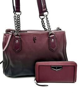 Simply Vera Wang Bedford Handbag Satchel Purse & Wallet Set - Purple Ombre