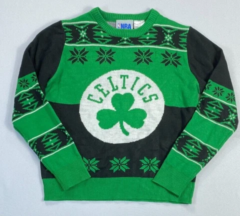 Unisex Youth NBA Celtics Christmas Sweater Sz L 14/16 NEW BJ Cover