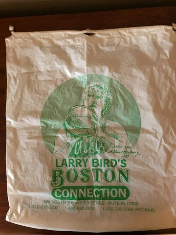Rare Vintage LARRY BIRD Boston Connection Large Plastic Bag CELTICS Indiana Shop Cover