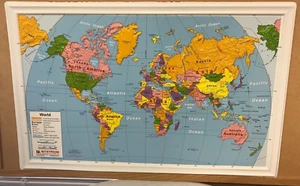 Nystrom Raised Relief / Bright Colors Map of the World 28" X 18" NEW - Picture 1 of 4