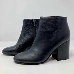Marc Fisher LTD Womens Size 6.5 US High Block Heel Booties Tumbled Leather Black - Picture 1 of 11