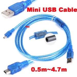 Mini USB Cable Charger Lead A to 5 Pin Mini B Charge T-Type 0.5/1/1.42/2.7/4.7m - Picture 1 of 13