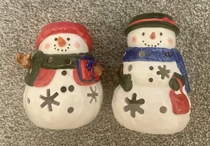 Yankee Candle Snowman & Snow Woman Tea Light Holders - Picture 1 of 22