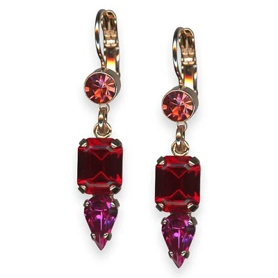 Mariana Earrings Firefly Coll. Charming Rose Peach, Red, & Fuchsia Austrian C... - Image 1 of 3