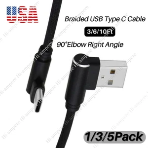 90 Degree Right Angle USB-C to A Cable Charger Type C Cord For Samsung iPhone 15 - Picture 1 of 14