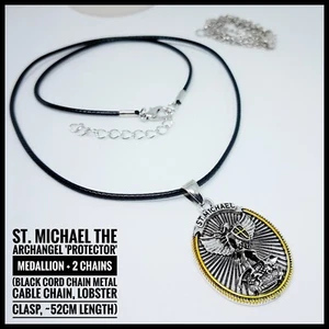 St. Michael The Archangel Protector 2 Tone Medal+2 Chains+ Guide+Bag+Cloth+More - Picture 1 of 15