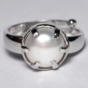 Vintage Sterling Silver Pearl Womens Adjustable Ring Size 7 - Picture 1 of 5