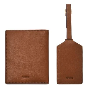 FOSSIL Gift Set Passport Case and Luggage Tag Ausweisetui Reisezubehör Brown Neu - Picture 1 of 3
